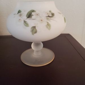 Vintage Satin Glass Footed Floral Jar/Vase